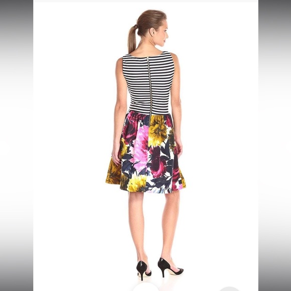 Taylor stripe and floral print a line dress - Picture 2 of 6